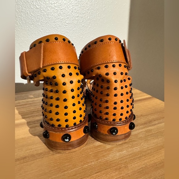 Valentino Garavani Red Leather Strappy Sandals Brown Studded Size 39 US 9 Brown - Picture 5 of 11